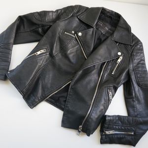 black leather motorcycle zara jacket, new size S